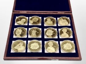 A box set of twelve Queens Jubilee gold plated coins