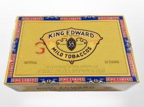 A sealed box of 50 King Edward mild tobacco Imperial cigars.