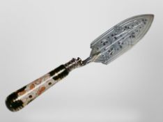 A Crown Derby silver mounted cake knife,
