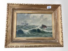Danish School : Boats at sea, oil on canvas,