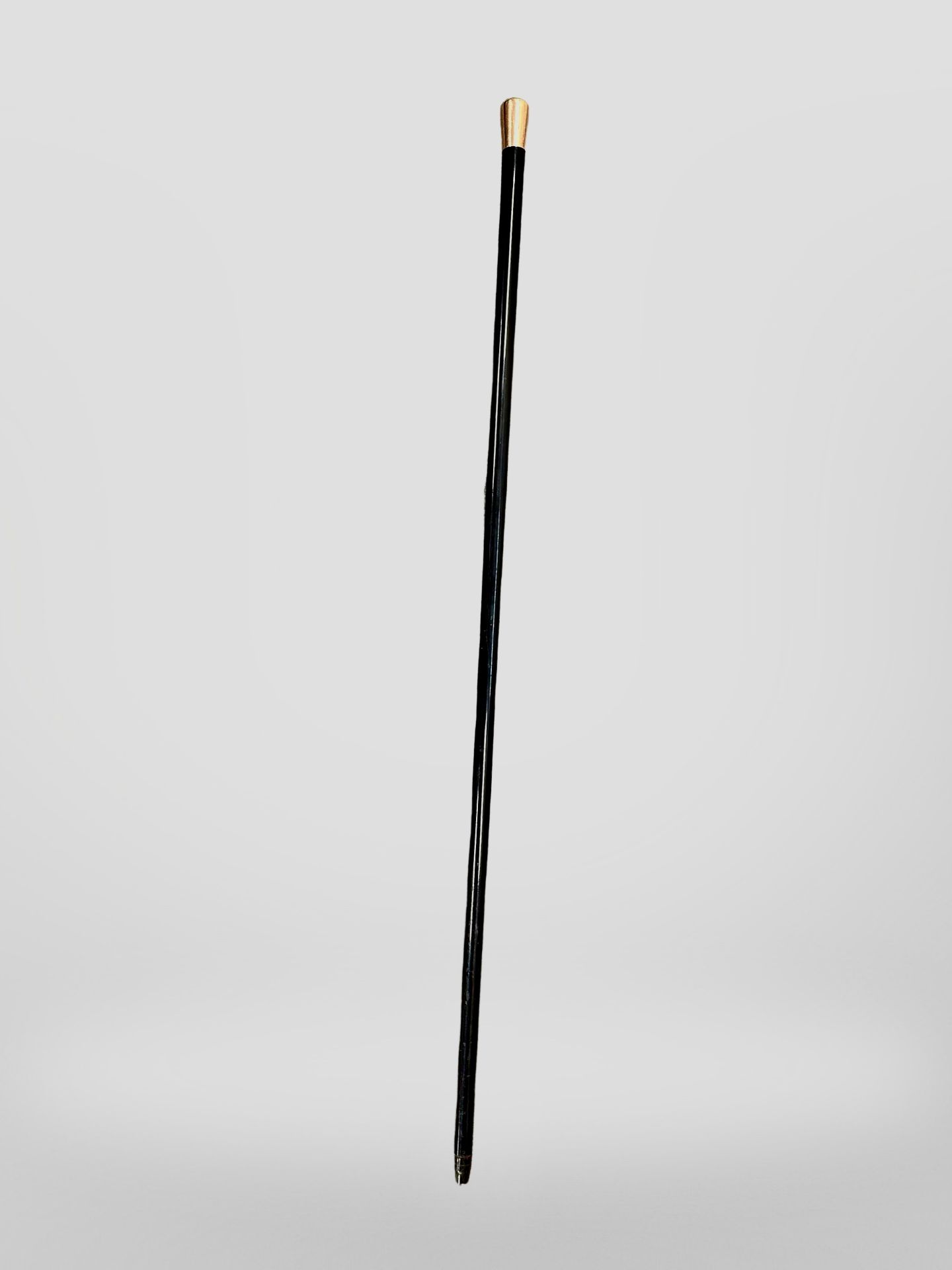 A Victorian ebonised walking cane with 9ct gold pommel, hallmarked Birmingham 1849, length 85cm. - Image 2 of 2