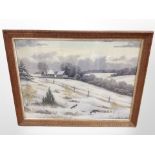 Danish school : Homesteads in a winter landscape, oil on canvas,