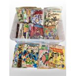 A box of vintage comics including DC, Marvel, etc.