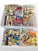 A box of vintage comics including DC, Marvel, etc.