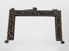 A silver and marcasite folding rectangular frame, overall 15cm x 12cm.
