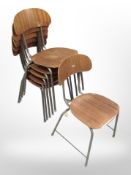 Six mid 20th century Scandinavian laminated teak stacking chairs
