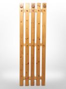 A Scandinavian pine coat rack,
