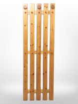 A Scandinavian pine coat rack,