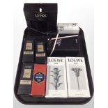 A group of mens and ladies fragrances including Loewe, Lacura, Old Spice, etc.