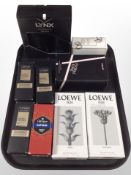 A group of mens and ladies fragrances including Loewe, Lacura, Old Spice, etc.