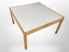 A 20th century Danish oak and melamine square coffee table,