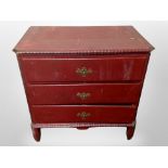 A 19th century Scandinavian painted oak three drawer chest,