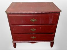 A 19th century Scandinavian painted oak three drawer chest,