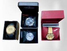 Four Gent's wrist watches in retail boxes by Hanowa, Ben Sherman etc.