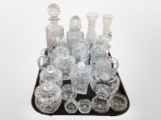 A group of crystal decanters, preserve pots, vases.