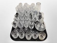A collection of crystal drinking glasses.