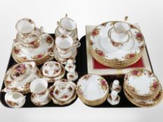 Approximately 65 pieces of Royal Albert Old Country Roses tea and dinner china.