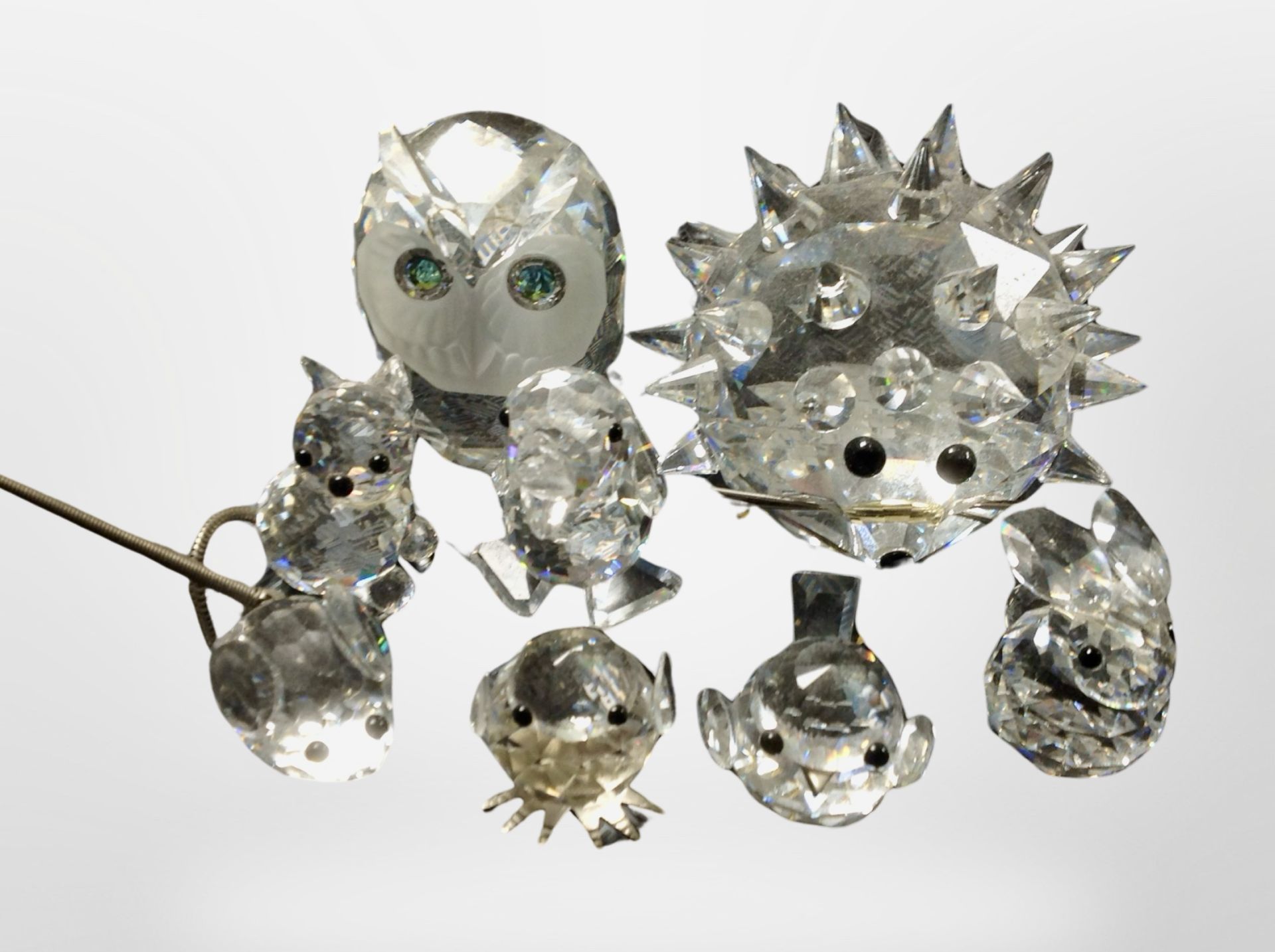 Eight Swarovski crystal animal figures, largest 5cm high.