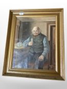Danish School : Portrai of a man smoking a pipe, oil on canvas,
