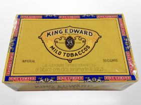 A sealed box of 50 King Edward mild tobacco Imperial cigars.