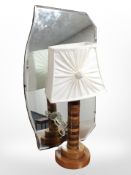 A turned specimen wood table lamp,