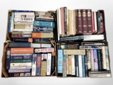 5 boxes of assorted books, including biographies, Shakespeare, cookery, photography, art, etc.