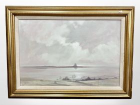 Colin Rule : A view towards Holy Island, oil on canvas, 49cm x 75cm.