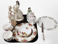 A group of ceramics including Armani Italian figure of a lady, Royal Worcester figure Sweet Rose No.