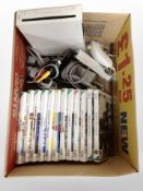 A Nintentdo Wii console, accessories, and assorted games.