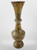 An Indian enameled brass vase, height 37cm.