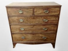 A 19th century mahogany five drawer chest,