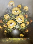H Mary : Still life of flowers in a vase, oil on canvas, 60cm x 50cm,