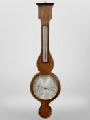 An inlaid mahogany barometer with silvered dial by Perry of Nottingham