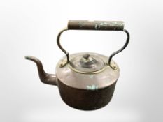 A Victorian copper kettle, height 24cm.