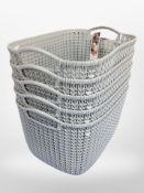 Five new Curver laundry baskets, width 39cm.