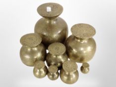 A graduated set of eight Victorian weights
