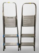 Two aluminium folding steps