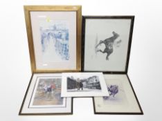 A group of pictures and prints, including a signed limited edition print after Jan Radwanski,