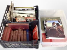 Three crates containing music books including The Beatles, sheet music, pocket comics, etc.