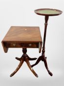 A Regency style drop leaf occasional table and a tripod table
