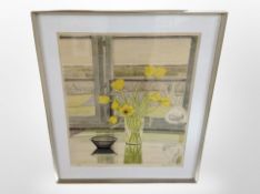 Danish school : still life with flowers in a vase, limited edition screen print,