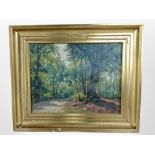 Carl Petersen : Woodland scene, oil on canvas, in gilt frame.