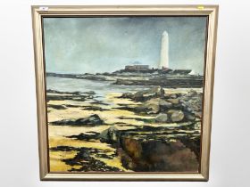 Mick Turnbull : St Mary's Lighthouse, oil on canvas, 76cm x 76cm.