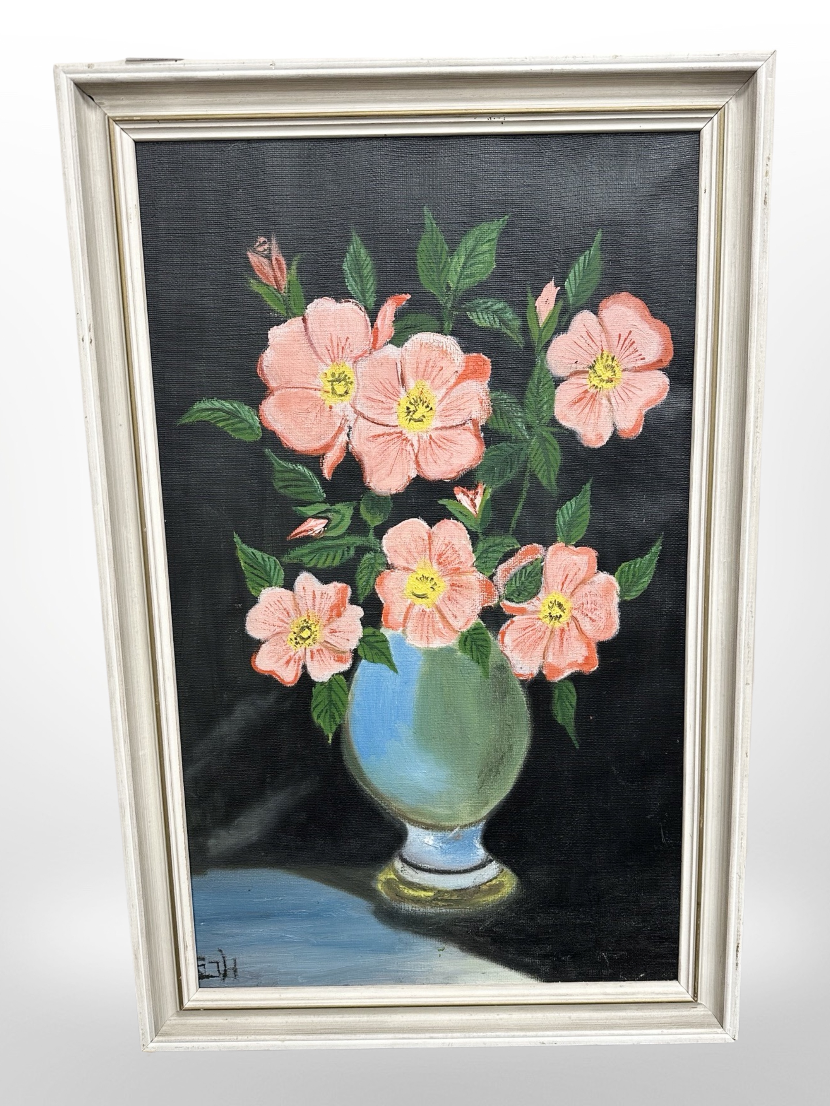 Danish School : Still life with flowers in a vase, oil on canvas, 38cm x 63cm.