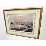 After Ivan Lindsay : The Mouth of the Tyne, signed colour print, 49cm x 32cm.