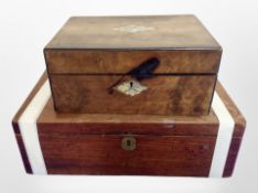 A Victorian inlaid walnut jewellery box and one other box.