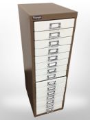 A Triumph 15-drawer metal index, height 87cm.