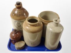 A group of stoneware bottles, one bearing Fentiman's advertising.