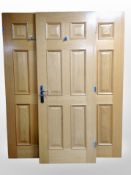 Three oak veneered single fire doors,