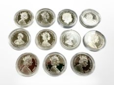 A collection of silver proof and other £5 coins (11)